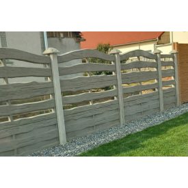 Hullámos, fahatású áttört betonkerítés-elem - 2 m