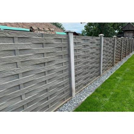 Fonott hatású faerezetes betonkerítés-elem - 2 m