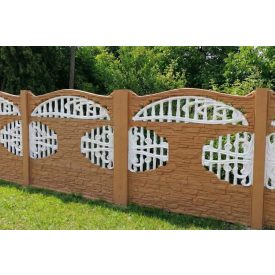   Kőmintás dekor kerítéselem – felső, oldalsó rácsos - 2 m